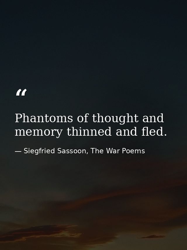 Phantoms of thought and memory thinned and fled. — Siegfried Sassoon, The War Poems