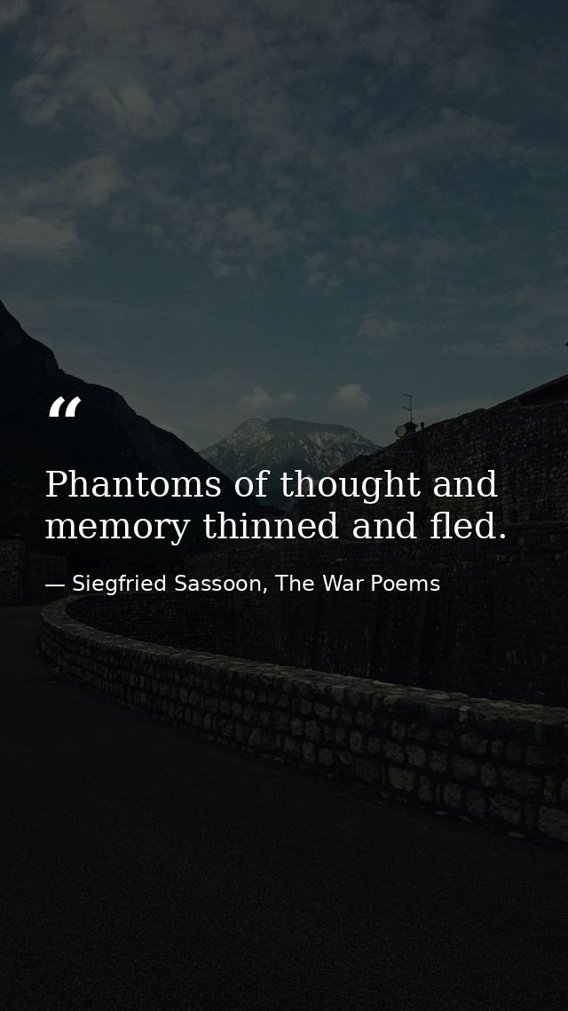 Phantoms of thought and memory thinned and fled. — Siegfried Sassoon, The War Poems
