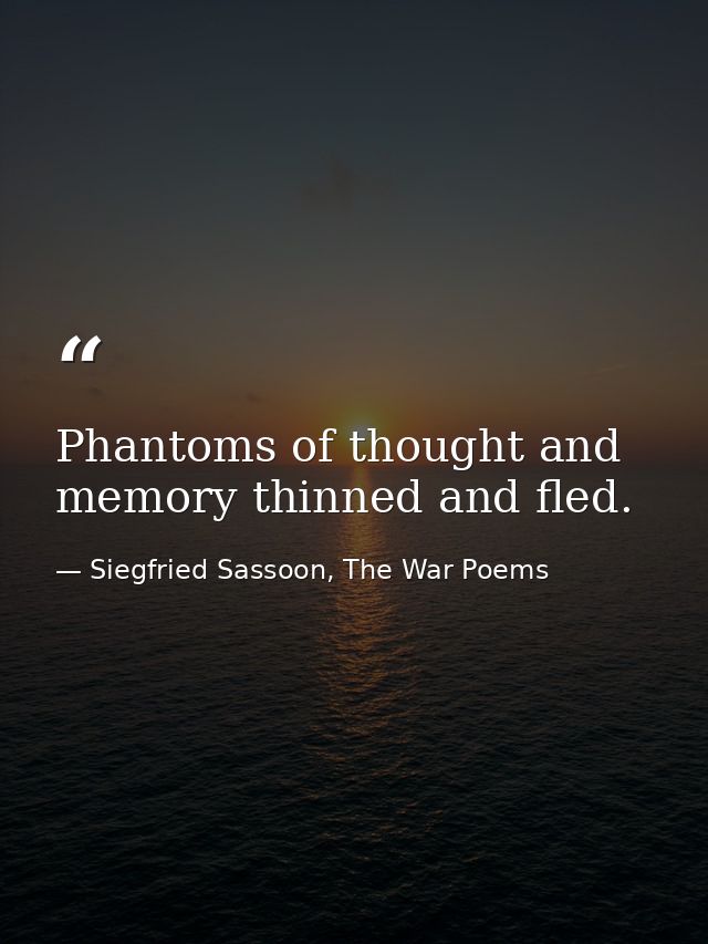 Phantoms of thought and memory thinned and fled. — Siegfried Sassoon, The War Poems