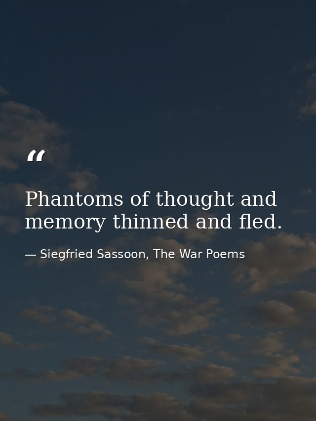 Phantoms of thought and memory thinned and fled. — Siegfried Sassoon, The War Poems