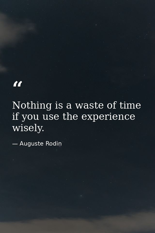 Nothing is a waste of time if you use the experience wisely. — Auguste Rodin