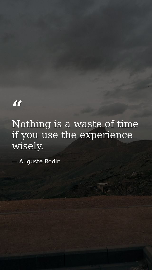 Nothing is a waste of time if you use the experience wisely. — Auguste Rodin