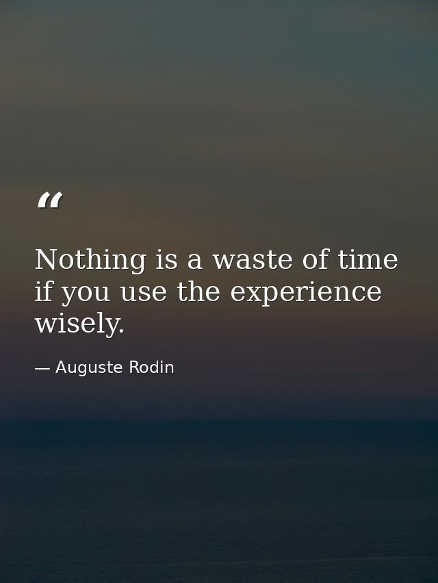Nothing is a waste of time if you use the experience wisely. — Auguste Rodin