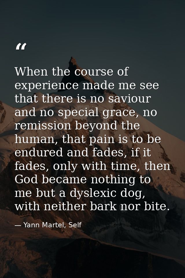 When the course of experience made me see that there is no saviour and no special grace, no remission beyond the human,  — Yann Martel, Self