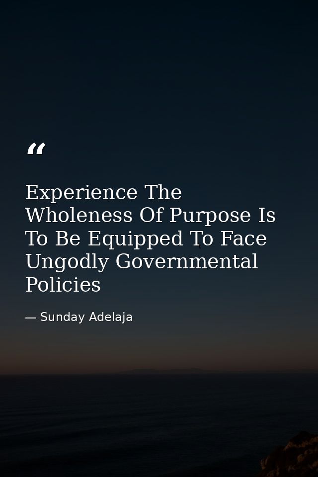 Experience The Wholeness Of Purpose Is To Be Equipped To Face Ungodly Governmental Policies — Sunday Adelaja