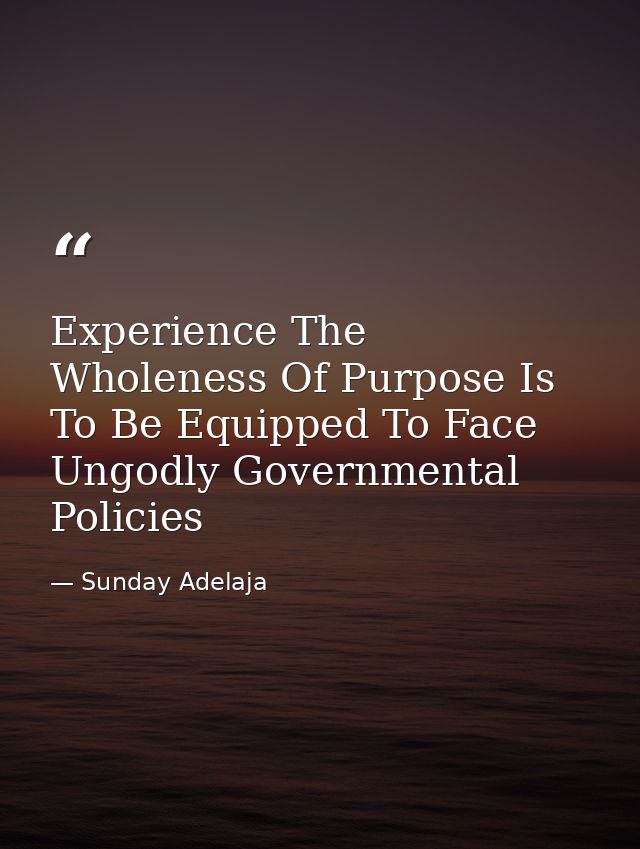 Experience The Wholeness Of Purpose Is To Be Equipped To Face Ungodly Governmental Policies — Sunday Adelaja
