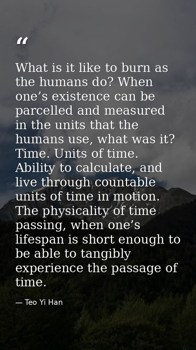 What is it like to burn as the humans do? When one’s existence can be parcelled and measured in the units that the human — Teo Yi Han
