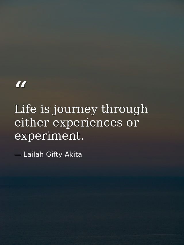 Life is journey through either experiences or experiment. — Lailah Gifty Akita