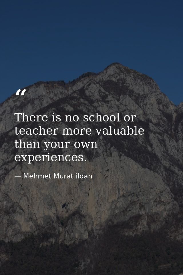 There is no school or teacher more valuable than your own experiences. — Mehmet Murat ildan