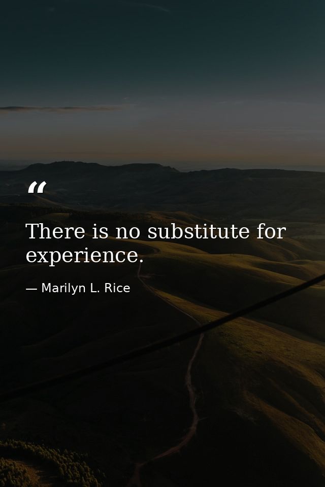 There is no substitute for experience. — Marilyn L. Rice