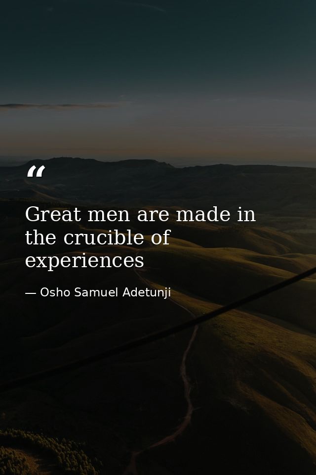Great men are made in the crucible of experiences — Osho Samuel Adetunji