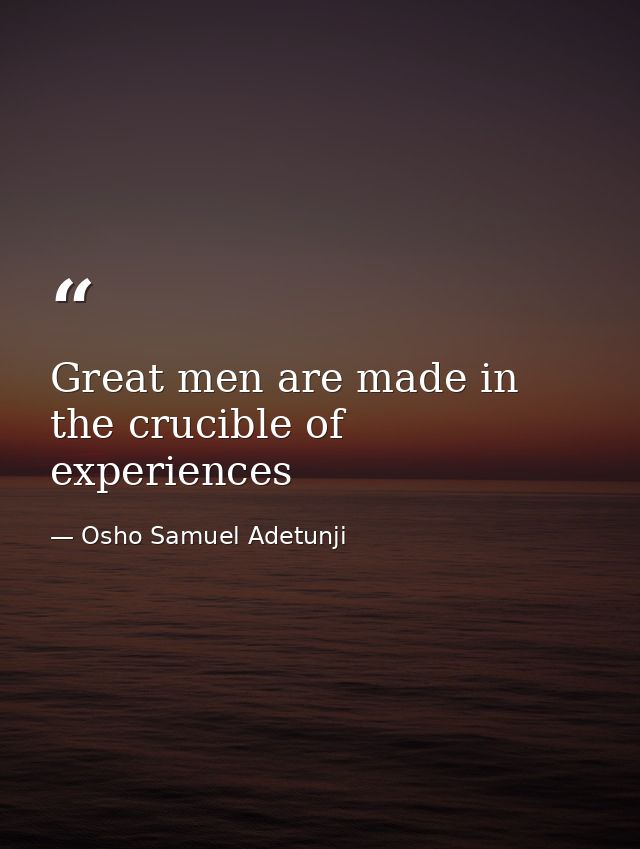 Great men are made in the crucible of experiences — Osho Samuel Adetunji