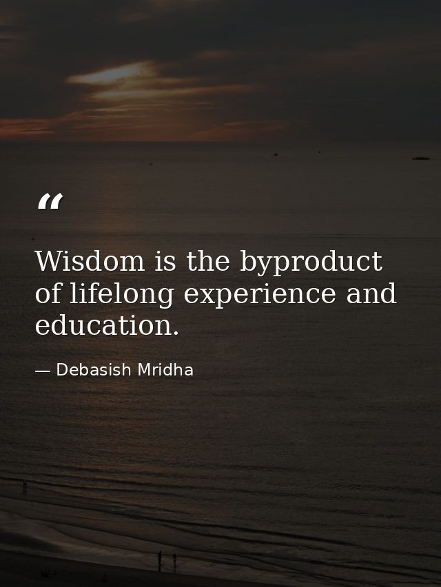 Wisdom is the byproduct of lifelong experience and education. — Debasish Mridha
