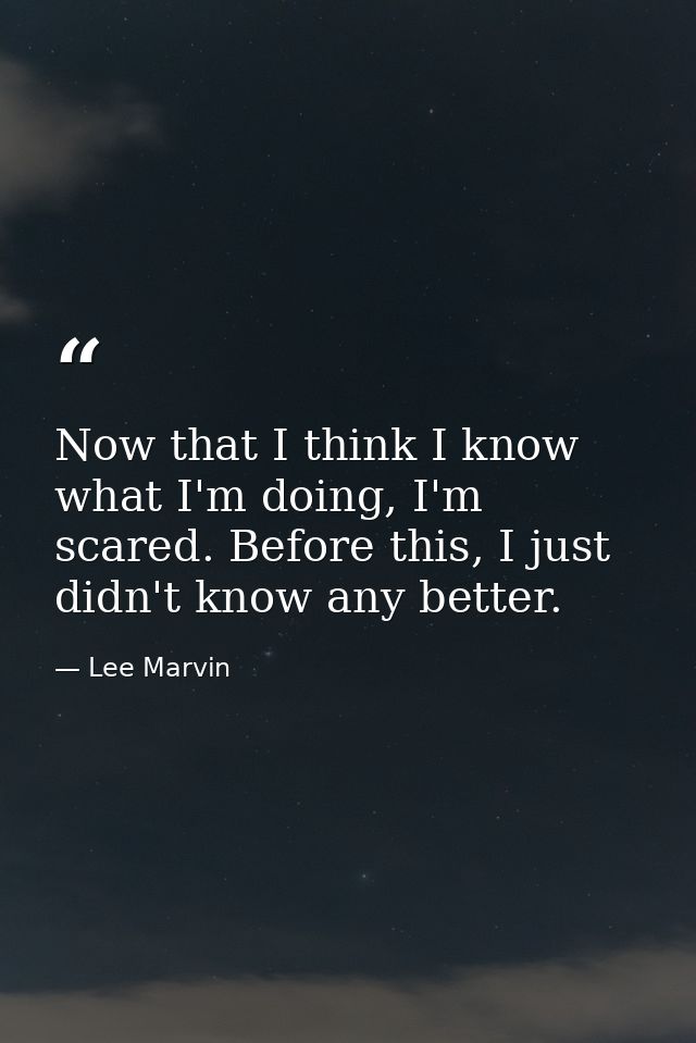 Now that I think I know what I'm doing, I'm scared. Before this, I just didn't know any better. — Lee Marvin