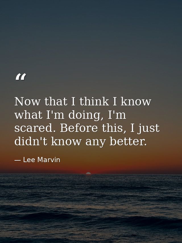 Now that I think I know what I'm doing, I'm scared. Before this, I just didn't know any better. — Lee Marvin
