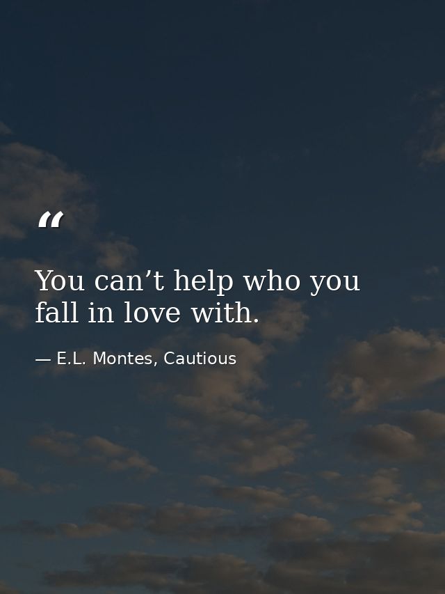 You can’t help who you fall in love with. — E.L. Montes, Cautious