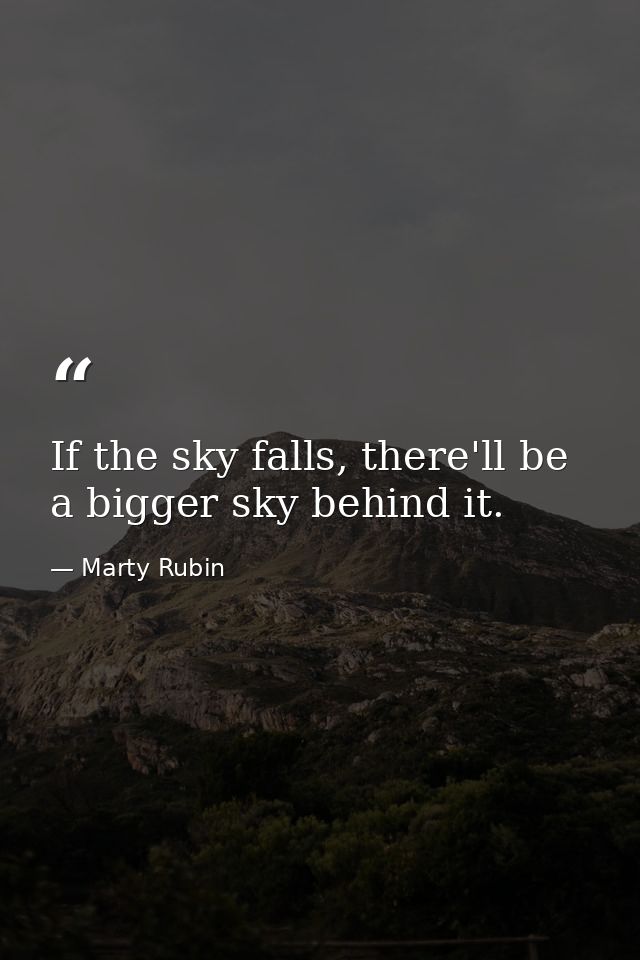 If the sky falls, there'll be a bigger sky behind it. — Marty Rubin