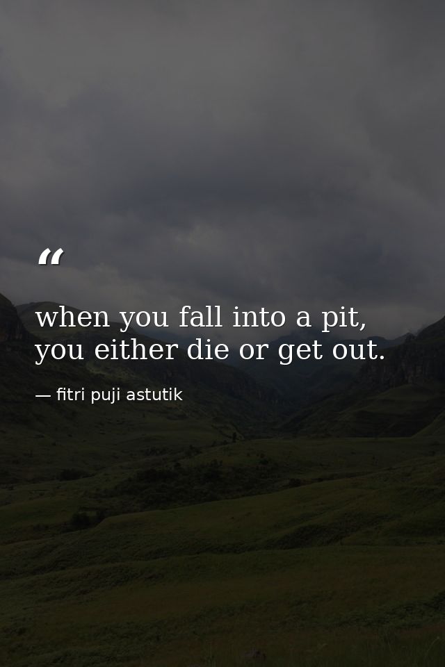 when you fall into a pit, you either die or get out. — fitri puji astutik