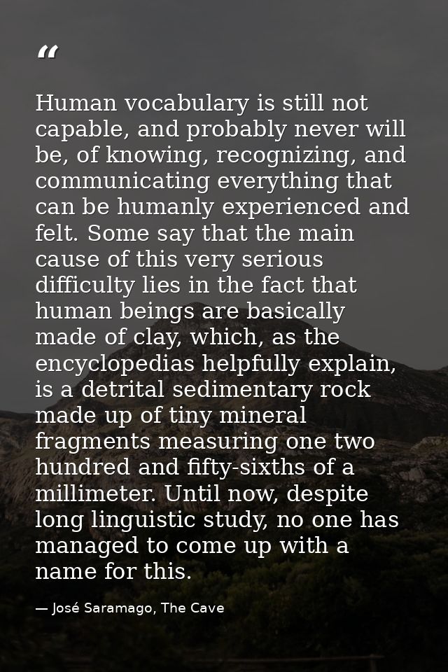 Human vocabulary is still not capable, and probably never will be, of knowing, recognizing, and communicating everything — José Saramago, The Cave
