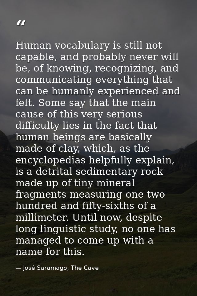 Human vocabulary is still not capable, and probably never will be, of knowing, recognizing, and communicating everything — José Saramago, The Cave