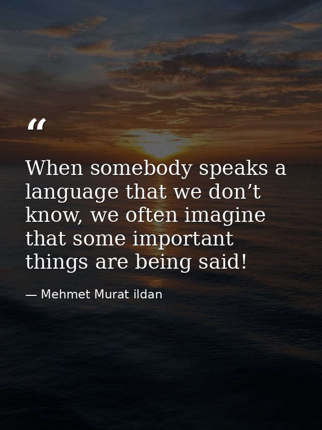 When somebody speaks a language that we don’t know, we often imagine that some important things are being said! — Mehmet Murat ildan