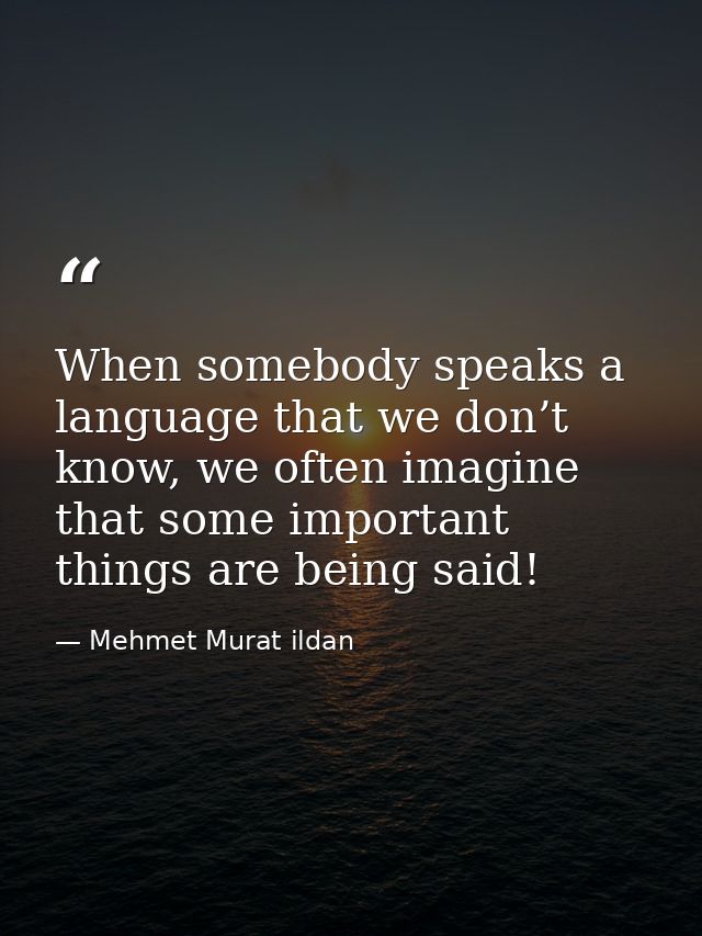 When somebody speaks a language that we don’t know, we often imagine that some important things are being said! — Mehmet Murat ildan