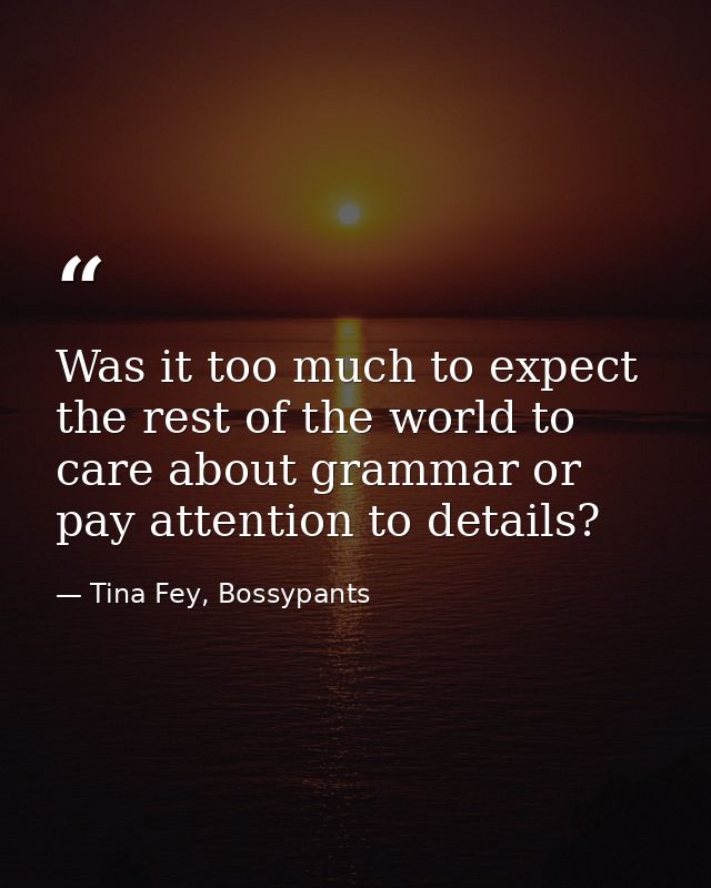 Was it too much to expect the rest of the world to care about grammar or pay attention to details? — Tina Fey, Bossypants