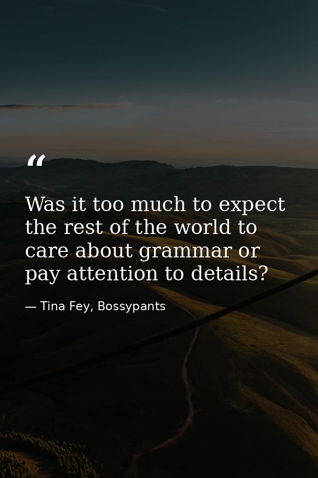 Was it too much to expect the rest of the world to care about grammar or pay attention to details? — Tina Fey, Bossypants