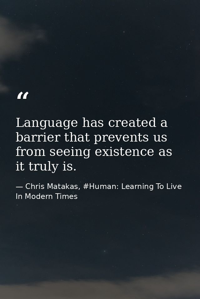 Language has created a barrier that prevents us from seeing existence as it truly is. — Chris Matakas, #Human: Learning To Live In Modern Times
