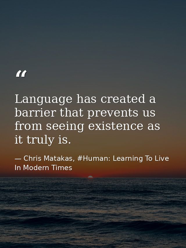 Language has created a barrier that prevents us from seeing existence as it truly is. — Chris Matakas, #Human: Learning To Live In Modern Times