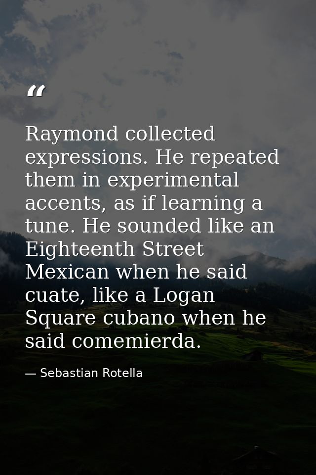 Raymond collected expressions. He repeated them in experimental accents, as if learning a tune. He sounded like an Eight — Sebastian Rotella