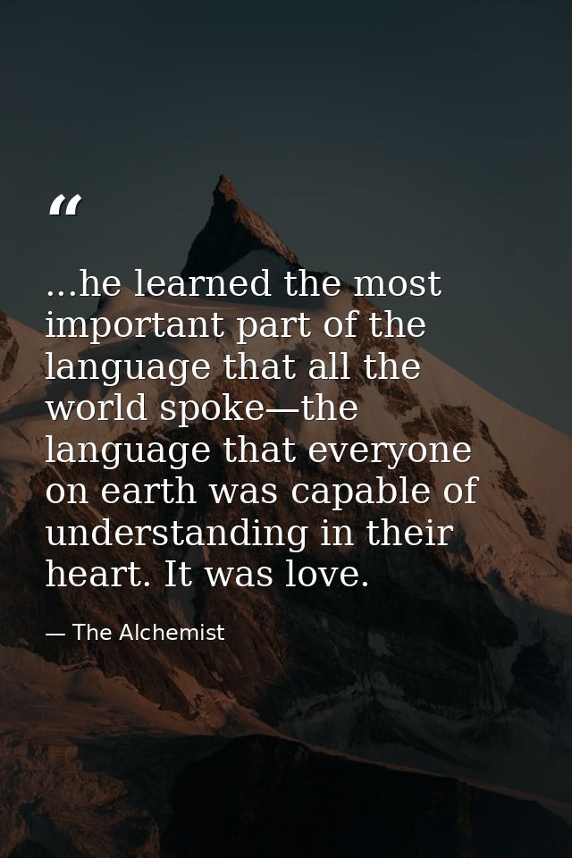 ...he learned the most important part of the language that all the world spoke—the language that everyone on earth was c — The Alchemist