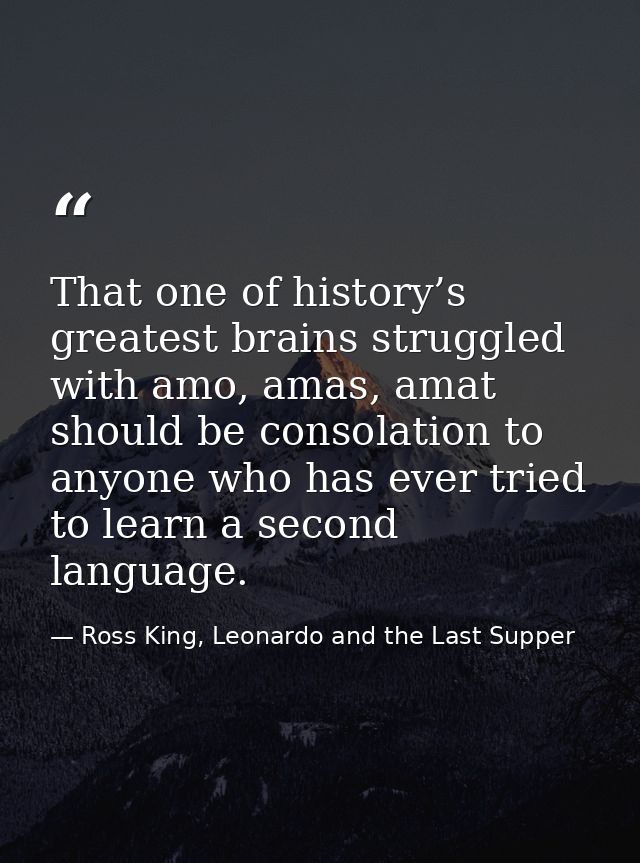 That one of history’s greatest brains struggled with amo, amas, amat should be consolation to anyone who has ever tried  — Ross King, Leonardo and the Last Supper