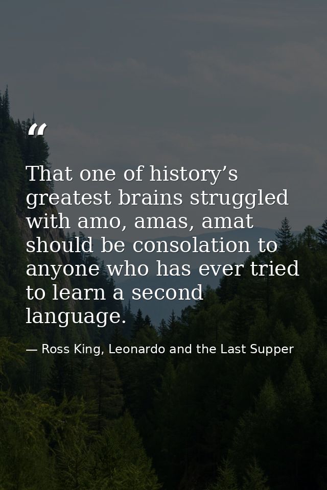 That one of history’s greatest brains struggled with amo, amas, amat should be consolation to anyone who has ever tried  — Ross King, Leonardo and the Last Supper