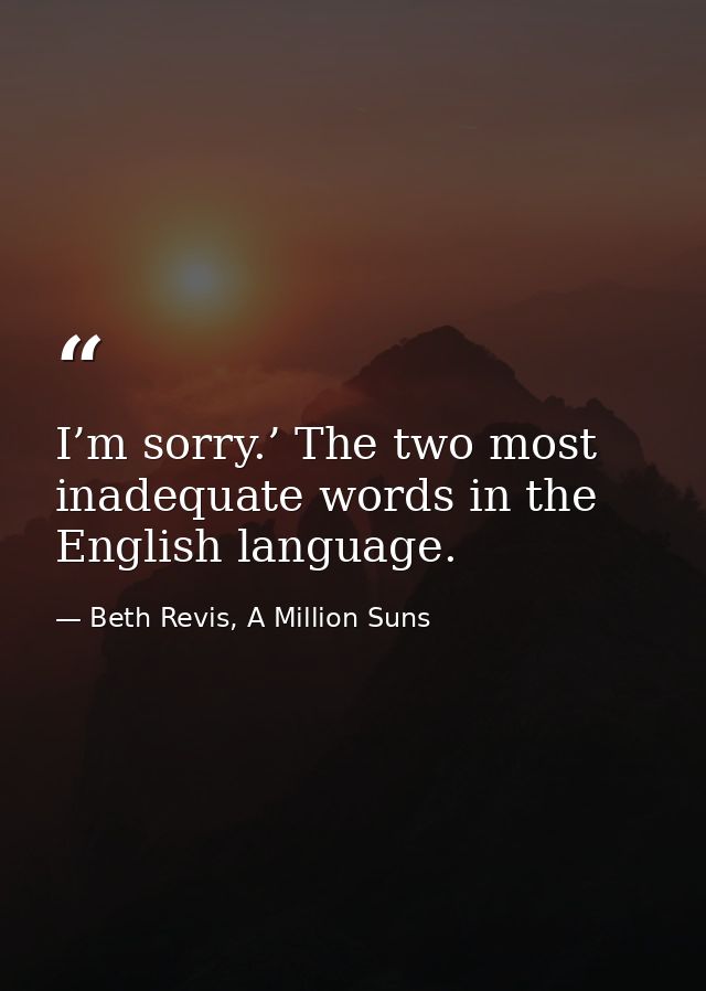 I’m sorry.’ The two most inadequate words in the English language. — Beth Revis, A Million Suns
