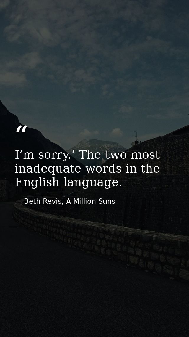 I’m sorry.’ The two most inadequate words in the English language. — Beth Revis, A Million Suns