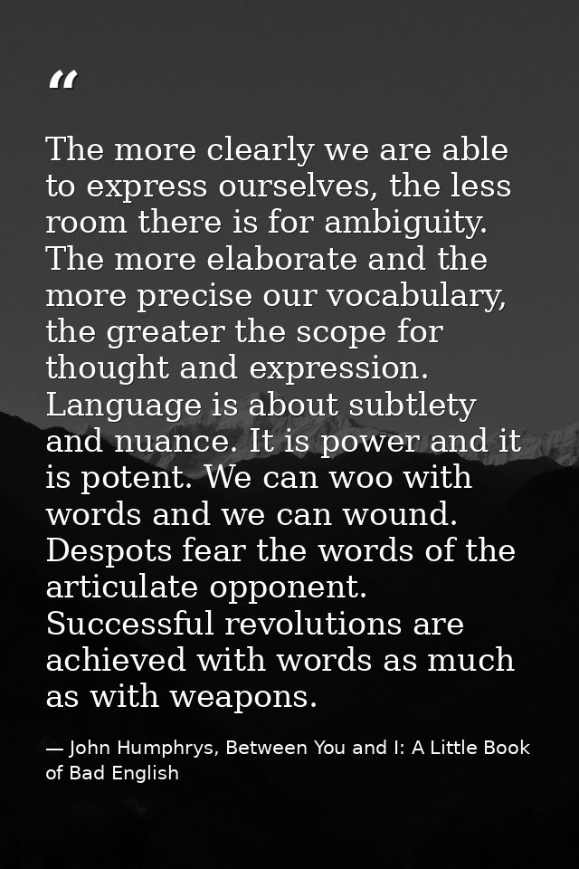 The more clearly we are able to express ourselves, the less room there is for ambiguity. The more elaborate and the more — John Humphrys, Between You and I: A Little Book of Bad English