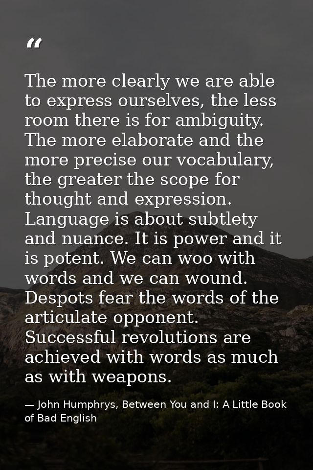 The more clearly we are able to express ourselves, the less room there is for ambiguity. The more elaborate and the more — John Humphrys, Between You and I: A Little Book of Bad English
