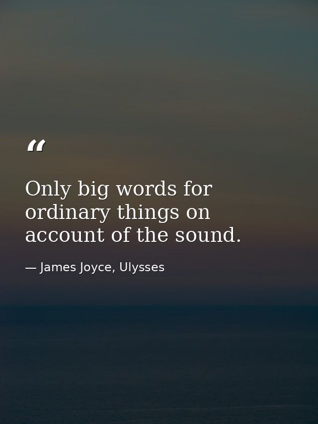 Only big words for ordinary things on account of the sound. — James Joyce, Ulysses