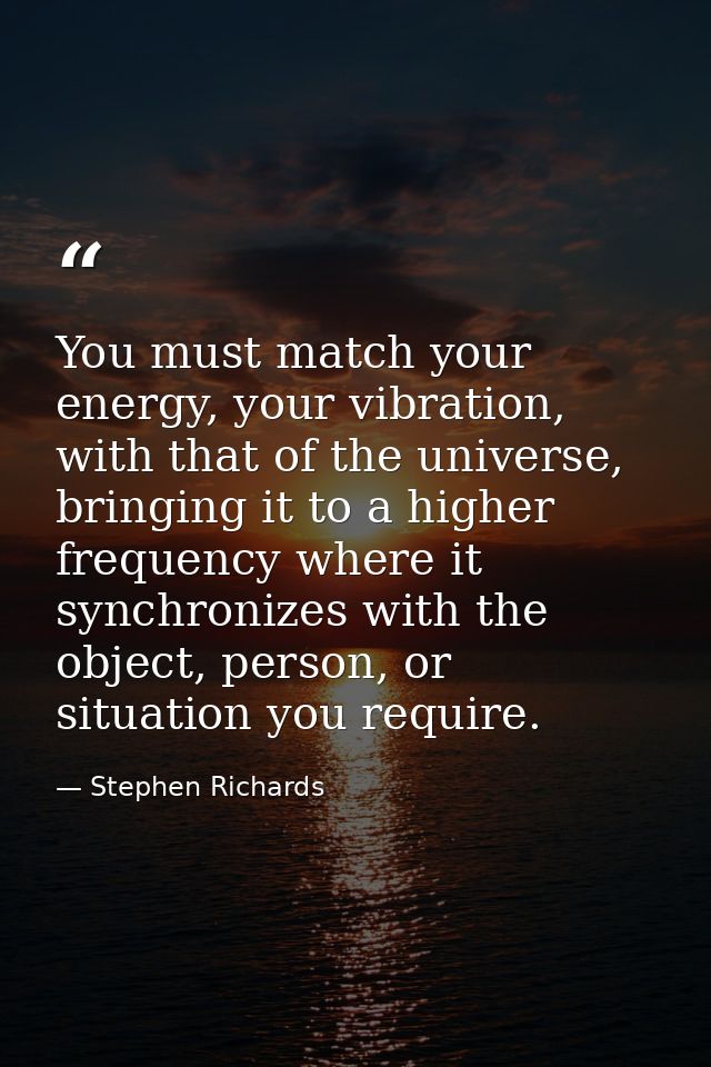 You must match your energy, your vibration, with that of the universe, bringing it to a higher frequency where it synchr — Stephen Richards