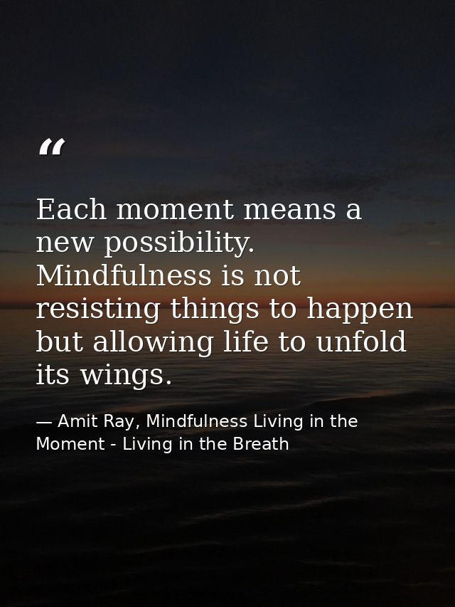 Each moment means a new possibility. Mindfulness is not resisting things to happen but allowing life to unfold its wings — Amit Ray, Mindfulness Living in the Moment - Living in the Breath