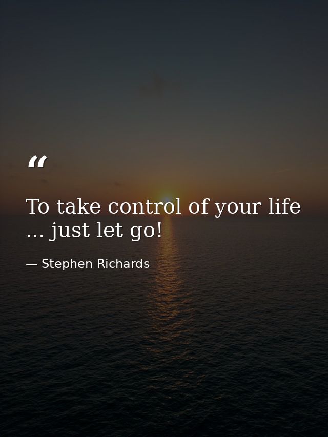 To take control of your life ... just let go! — Stephen Richards