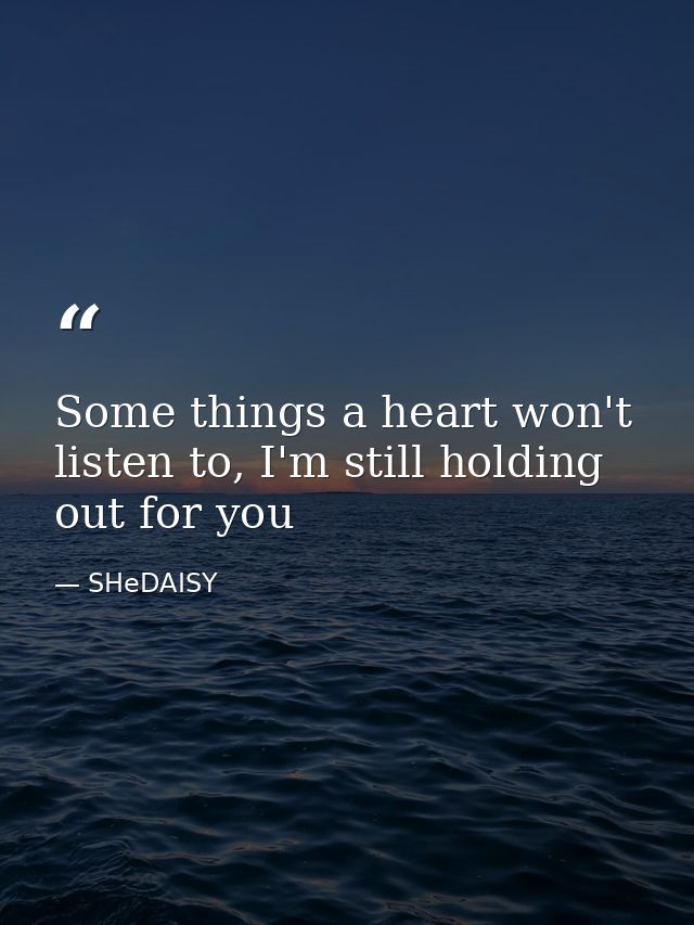 Some things a heart won't listen to, I'm still holding out for you — SHeDAISY