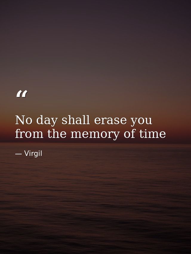 No day shall erase you from the memory of time — Virgil