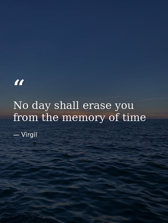 No day shall erase you from the memory of time — Virgil