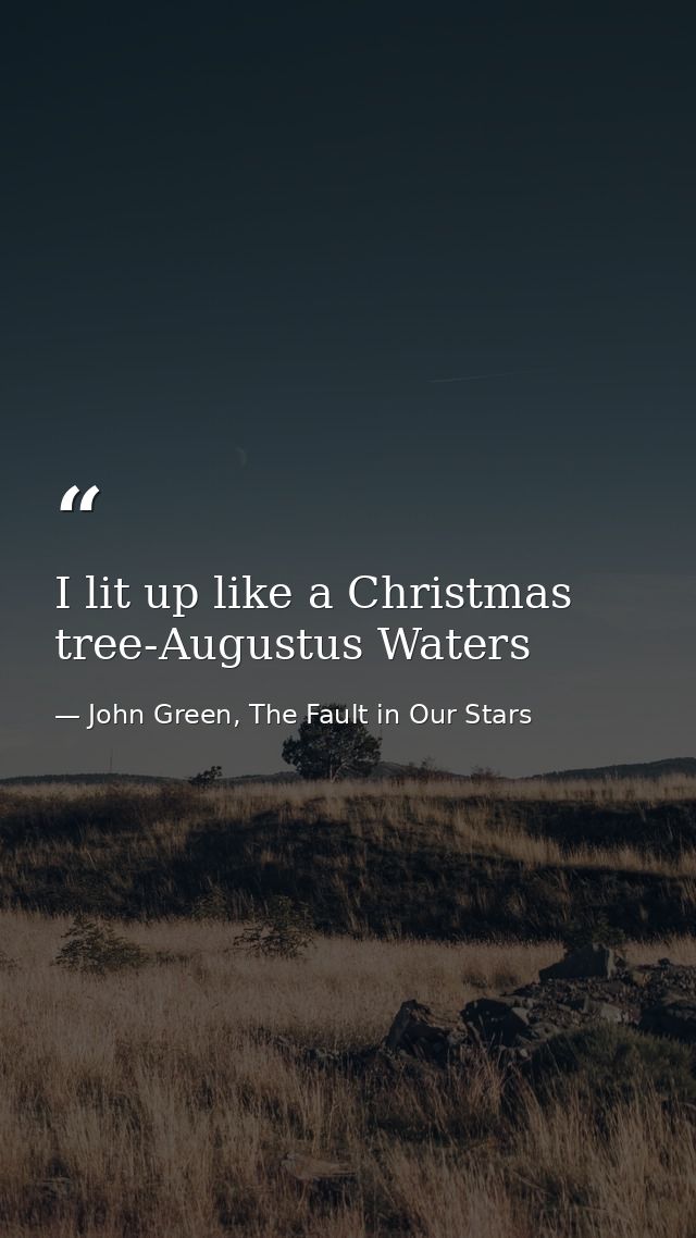 I lit up like a Christmas tree-Augustus Waters — John Green, The Fault in Our Stars