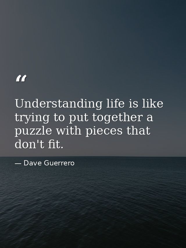 Understanding life is like trying to put together a puzzle with pieces that don't fit. — Dave Guerrero