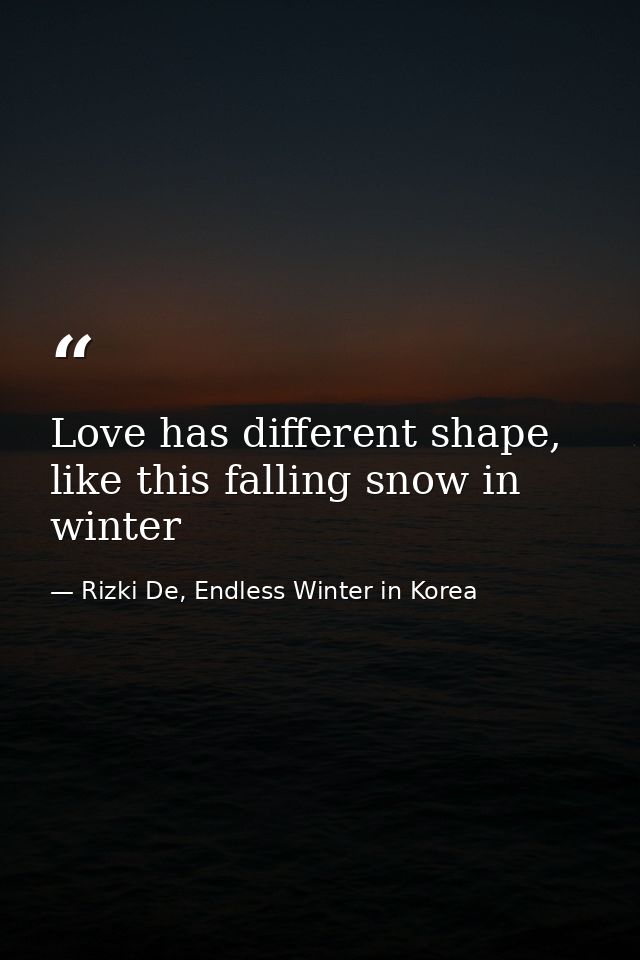 Love has different shape, like this falling snow in winter — Rizki De, Endless Winter in Korea