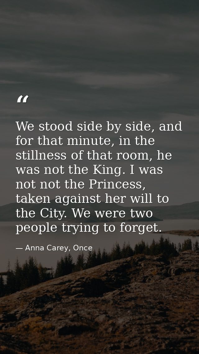 We stood side by side, and for that minute, in the stillness of that room, he was not the King. I was not not the Prince — Anna Carey, Once