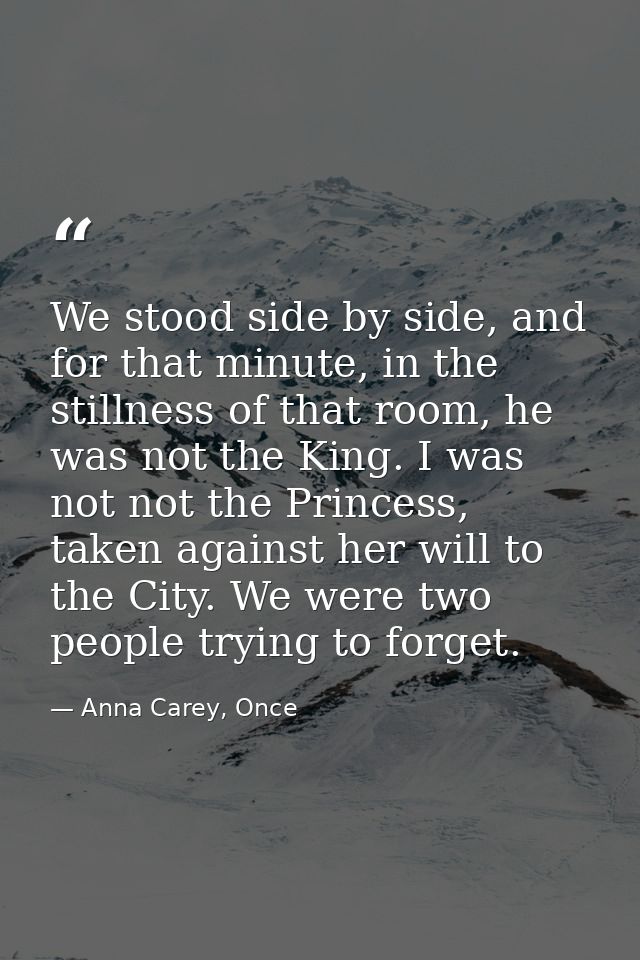 We stood side by side, and for that minute, in the stillness of that room, he was not the King. I was not not the Prince — Anna Carey, Once